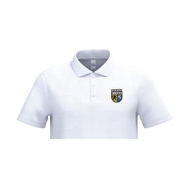 Polo blanc piqué homme avec blason héraldique Département du Finistère brodé côté cœur