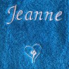 Broderie prénom Jeanne avec motif GRS sur drap de bain 100x150 cm