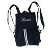 Mini sac à dos bleu marine en coton bio personnalisé avec prénom brodé Louis