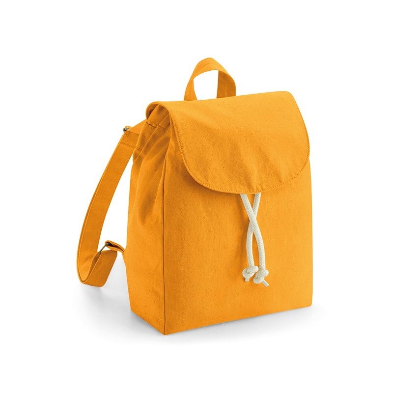 Mini sac à dos orange en coton bio personnalisé avec prénom brodé Eileen