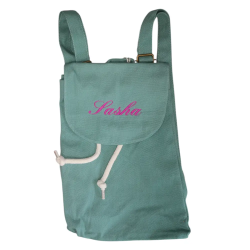 Mini sac à dos vert personnalisé prénom brodé Sacha