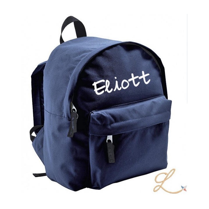 Sac à dos bleu marine personnalisé prénom Eliott